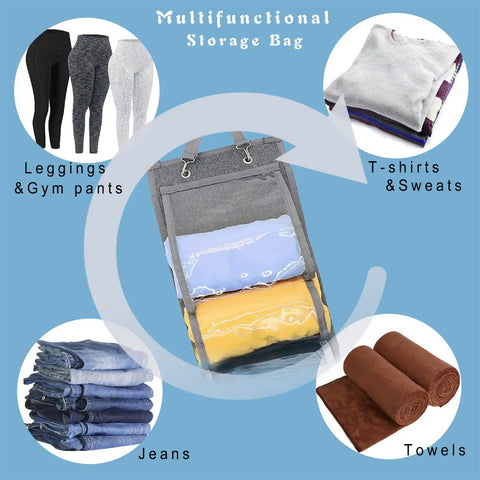 2 Pack Leggings And Shirt Organizer With 24 Compartments, Space Saving Hanging Closet Organizer for T-Shirts, Jeans, White Finish