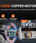 Electric Hoist Winch 1100 Lbs Capacity For Garage And Workshop 25 Ft Lift 110V Power beefy lifting with 1500W copper motor