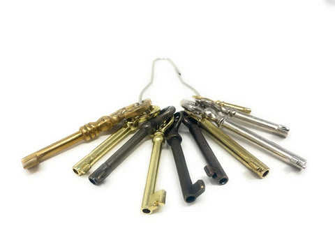 Vintage Skeleton Key Set On One Ring For Antique Furniture Ten Bit And Barrel Keys For Cabinets Clocks Dressers Roll Top Desks Includes KY-18