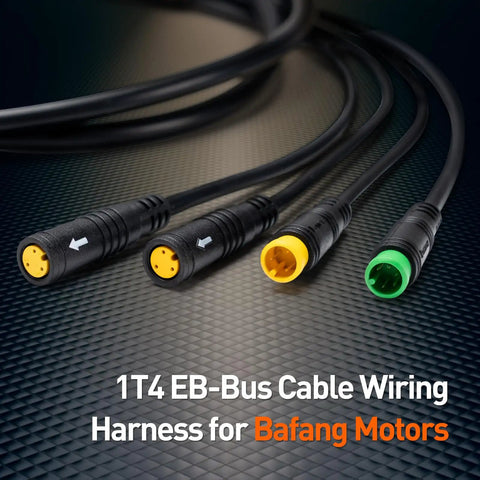 1T4 Cable Wiring Harness Ride Ready For Bafang BBS01 BBS02 BBSHD Mid Drive Motor With Display Thumb Throttle And Waterproof Connector 51 Inch Long For Trikes Cargo Tandem Ebikes