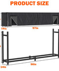 Dimensions of 8 Foot Heavy Duty Firewood Rack With Waterproof Cover Freestanding Wood Log Holders For Indoor And Outdoor Use Built To Last Rugged Steel Frame Weatherproof Storage For All Seasons