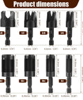Top Notch Eight Piece Wood Plug Cutter Drill Bit Set Made From Tough Carbon Steel Packs 1/4 3/8 1/2 And 5/8 Inch with dimensions