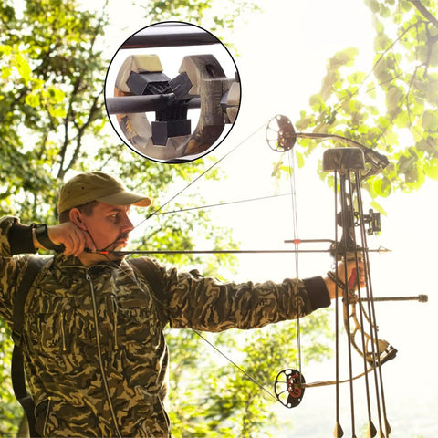 Archer using Capture Style Arrow Rest With Whisker Brush Biscuit For Compound And Recurve Bows in outdoor setting.