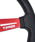 Close-up of 13 Inch Universal Golf Cart Steering Wheel With Red Spokes And PU Grip Fits Club Car DS Precedent EZGO RXV TXT