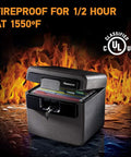 Black Fireproof And Waterproof Safe With Key Lock For Documents And Valuables File Folder Box 14.3 X 15.5 X 13.5 Inches UL Classified