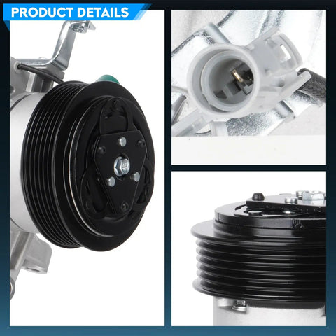 Close-up view of Straight Up Reliable Ac Compressor Assembly With Clutch detailing the pulley and connector for Subaru vehicles.