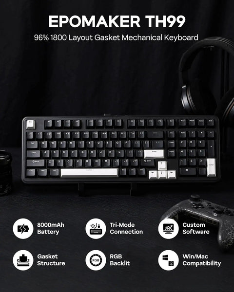 Tri Mode Wireless Mechanical Keyboard Pumping Out Power From A Massive Eight Thousand Mah Battery And Delivering Butter Smooth Typing For Weekend Warriors And Tech Junkies, 96% layout with black and white keys.