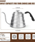 Gooseneck Kettle For Manual Drip Coffee And Tea Barista Grade 40oz Stainless Steel Pour Over Kettle With Thermometer For Stovetop Use 1200ml