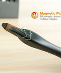 Office Staple Remover With Magnetic Pick Up, Ergonomic Push Style, highlighting magnet pickup with stray staples.