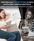 Two women using RF Remote Page Turner Clicker For Kindle Paperwhite Scribe Oasis And Tablets Green Hands Free Reading Accessory
