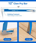4 Piece Pry Bar Set With 12 Inch Cat's Paw Nail Puller, 10 Inch And 7.5 Inch Flat Pry Bars, 8 Inch End Cutting Pliers, Nail Removal And Scraping Tool Kit For Baseboards, Flooring, Lifting, And Prying, Includes Gloves For DIYers. 12-inch claw pry bar, forged steel, nail puller