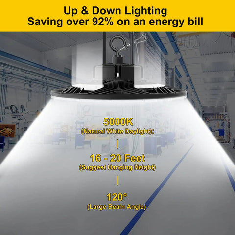 LED High Bay Light With Black Finish For Industrial Warehouses And Workshops Ultra Bright Energy Saving Ceiling Fixture