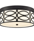 Drum Flush Mount LED Ceiling Light Dimmable Fixture With 3000 4000 5000K Adjustable Color Temperature Black Round Ceiling Lamp With Linen Shade