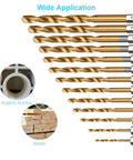 YXYL 19-piece hex drill bit set for wood with titanium/HSS bits and quick-change hex shanks, 1/16-1/4 in.