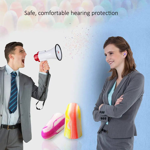 Soft Foam Ear Plugs For Sleeping And Snoring, Work Travel And Shooting, 33dB NRR, Made In USA, Multi Color 60 Pair Pack