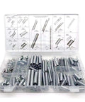 200 Pcs Spiral Galvanized Extended Compression Spring Assortment Kit Box Set Pro Grade With 20 Popular Sizes visible in plastic case