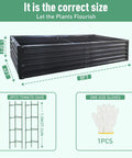 Tall 8x4x1.5 Ft Metal Raised Garden Bed Kit With Galvanized Steel Planter Boxes For Vegetables Flowers And Herbs Outdoor Garden Beds Includes Two Tomato Cages And Gloves Easy Assembly Black