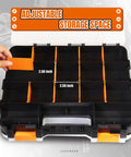 Heavy Duty Tool Box With Clear Lid Dual Side 34 Compartment Organizer with removable dividers for hardware use