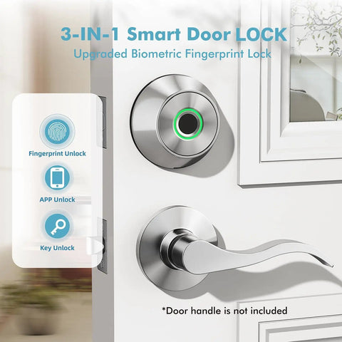 Fingerprint Keyless Entry Door Lock With Smart Deadbolt And App Control, 0.3 Second Unlock, 360 Degree Fingerprint Scan