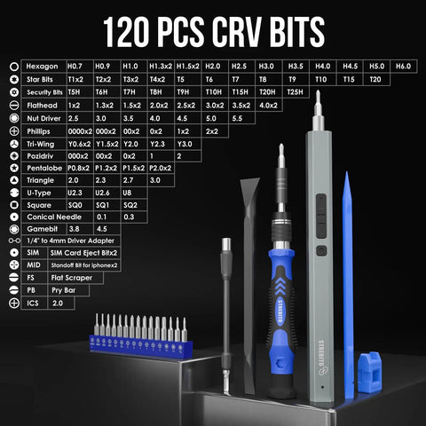 Electric Screwdriver Kit With 144-In-1 Precision Bits And 120 Magnetic Bits Boss Level Organized Portable Electronics Repair Tool Set