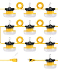 100 Ft LED Construction String Lights With 150W Total Power, 15000 Lumens For Bright Jobsite Work Lighting setup view