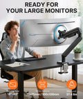 Built Tough Heavy Duty Monitor Arm For 13 To 49 Inch Ultrawide Screens With Full Motion Desk Mount, showcasing stability and sleek design.