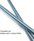 Close-up of Fully Threaded Rod Zinc Plated One Quarter Inch Diameter Twelve Inch Length UNC 20 Threads Per Inch Right Hand Threads
