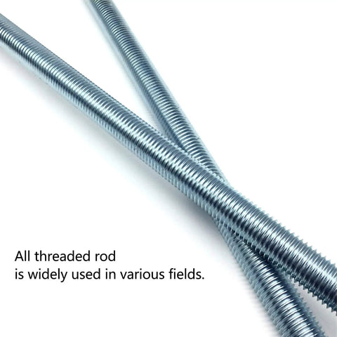 Close-up of Fully Threaded Rod Zinc Plated One Quarter Inch Diameter Twelve Inch Length UNC 20 Threads Per Inch Right Hand Threads