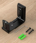 Adjustable Sliding Barn Door Floor Guide With Smooth Glide Rollers For No Sweat Wall Mounted Setup In Black Bulletproof Heavy Duty Aluminum Hardware Kit, includes metal guide and installation screws.