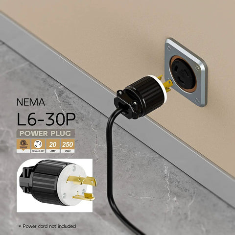 L16 30P Locking Power Plug 30A 480V Industrial Grade Built Tough Twist Lock Connector in wall socket, nylon PBT housing