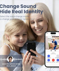 Mother and child interacting with Wireless Wi-Fi Video Doorbell Camera With Two-Way Audio on smartphone app.
