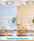 Low Profile Ceiling Fan With Light And Remote Dimmable LED 3 Color Temperature Options Six Speeds Timing Reversible Blades in bedroom