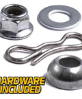 Heavy Steel Deck Lift Hanger Rod Kit Compatible With John Deere Tractors includes nuts, washers, and clips for easy installation.
