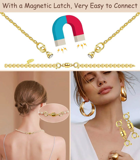Magnetic Necklace Clasps And Closures Set With Double Open Bracelet Extender For Jewelry Converters Clasp 14K Gold Filled