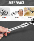 2 Piece Forstner Bit Extension Kit With Slick 3/8 Inch Shank Grip, demonstrating easy installation steps for woodworking.