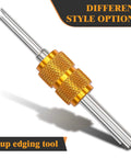 56 Piece R134a R12 AC Valve Core Kit With Quick Remover and brass valve stem cores, universal tool close-up.
