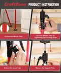 Heavy Duty Cabinet Jacks Support Poles, 4 Pack Telescopic Drywall Lift Assist Tools, adjustable setup instructions and adjustments.