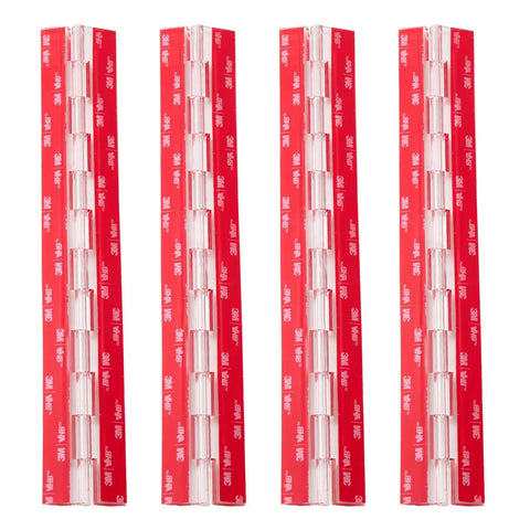 Twelve Inch Transparent Acrylic Piano Hinges Two Pack Self Adhesive Continuous Hinge Smooth Swing Action Perfect For Cabinet Aquarium Lid Glass Door And Diy Box Projects No Sweat Snaps Right In, shown with adhesive backing.