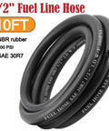 Half Inch Fuel Line Hose 10 Foot With Push Lock NBR Rubber SAE 30R7 300 PSI Durable Auto Engine Fuel System Hose coiled view