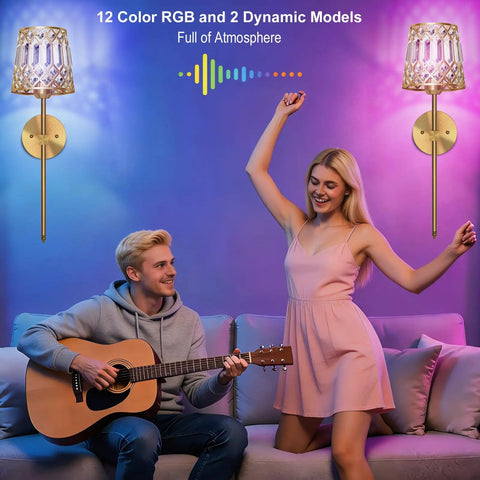 Gold Rechargeable Wireless Wall Sconces Set Of 2 With Remote Dimmable Accent Lamps Home Decor, showcasing vibrant colors and ambiance.