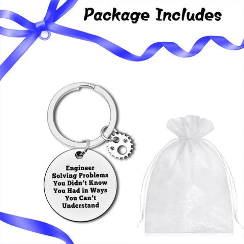 Engineering Keychain Gift For Engineers And Engineering Students Funny Yet Practical Graduation Gift In Silver Finish with packaging