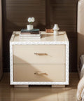 White self adhesive flexible molding trim 16.4 ft decorates a beige nightstand with books and a small plant on top.