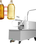 Commercial 14.5 Gallon Mobile Fryer Oil Filter System, 550W Stainless Steel Deep Fryer Cart With Wheels showing used and filtered oil.