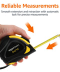 Self Locking Tape Measure With Belt Clip, 16 Feet, Inch And Metric Scale, MID Accuracy, Pro Grade Handyman Tool For Builders