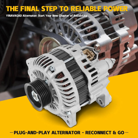 High-Output 110 Amp 12V Alternator Replacement for Nissan 350Z 3.5L VQ35DE Z33 2003-2006, Pathfinder 2004 3.5L, FX35 2003-2008