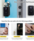 Smart Fingerprint Key Lock Box With Bluetooth Access TTLock App Control on door handle and wall mount options