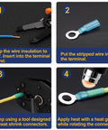 Step-by-step guide using 125 Piece Heat Shrink Wire Connector Kit With Insulated Crimp Terminals In Red Blue Yellow For AWG 22 16 14 12 10 Automotive And Marine Waterproof Electrical Terminal Assortment In Durable Storage Box For DIY Projects