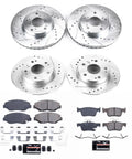 Front And Rear Brake Kit For Honda Civic 2016 2021 With Drilled And Slotted Rotors And Ceramic Brake Pads Upgrade High Performance Brake Kit Includes All Hardware And Replacement Parts K7574