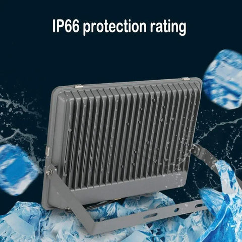 Back view of JUDYSSY Creative 300W Led Outdoor Waterproof Flood Light showing IP66 protection against water.