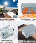 Rugged Weatherproof Outdoor Junction Box IP66 Enclosure 125x86x62mm Waterproof PVC and ABS Project Box with cable gland.